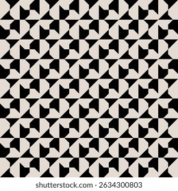 Mid century modern geometric pattern in black and white. Repeated and decorative design that can be used for packaging, decorating, interior design, wallpapers, and more.
