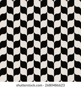 Fondo de patrón geométrico moderno de mediados de siglo en blanco y negro. Diseño perfecto para tela, textil, estampado, ropa.