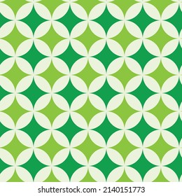 Mid century modern geometric seamless pattern in green and white . Great for wallpaper, home décor and textile 