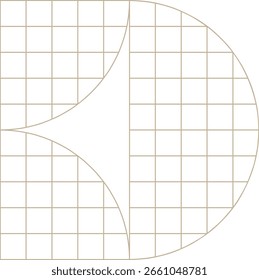 Mid Century Modern Geometric Shape Composition with Grid