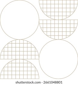 Mid Century Modern Geometric Shape Composition with Grid