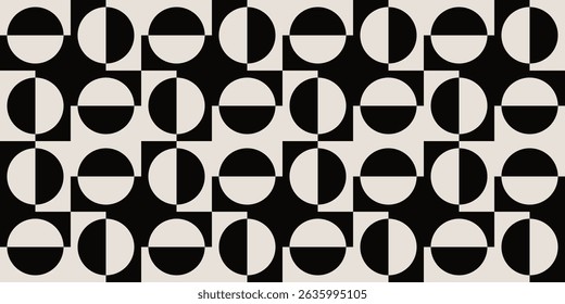 Mid century modern half circle pattern in black and white. Graphical illustration for a unique textiles and home décor.