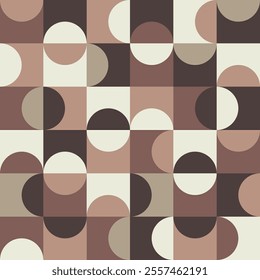 Mid century modern half circles seamless pattern in earthy brown, tan , mocha mousse and cream . For home décor, modern art poster and textile