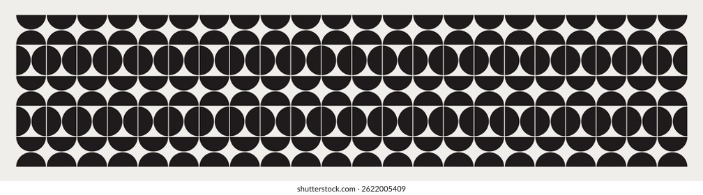  Vector de patrón de semicírculos moderno de mediados de siglo. Ilustración gráfica para un diseño único de Anuncios, textiles e interiores.
