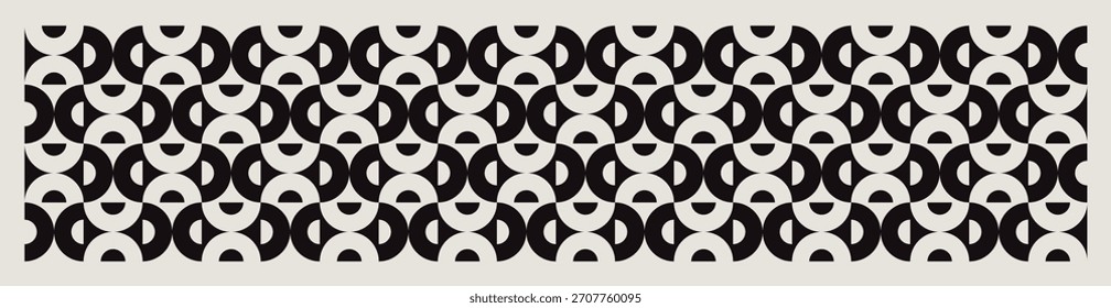 Vector de patrón de semicírculos moderno de mediados de siglo. Ilustración gráfica para un diseño único de Anuncios, textiles e interiores.	
