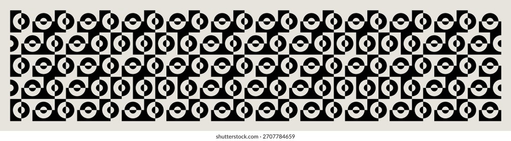 Vector de patrón de semicírculos moderno de mediados de siglo. Ilustración gráfica para un diseño único de Anuncios, textiles e interiores.	
