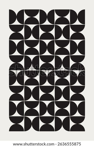 Mid century modern half circles pattern vector. Graphical illustration for a unique textiles and interior design.