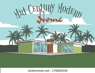 Mid Century Modern Home Retro Architecture From The 1950s, 1960s