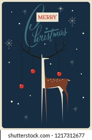 Mid Century Modern Merry Christmas Greeting Card Style