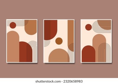 mid century modern minimalist abstract aesthetic geometric illustration. modern poster minimal in boho style for wall art