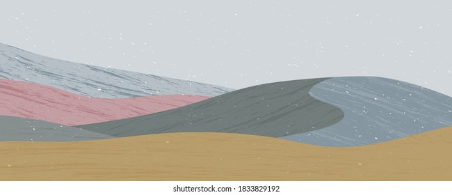 Mid century modern minimalist art print. Abstract contemporary aesthetic backgrounds landscapes set with Sun, Moon, sea, mountains. vector illustrations