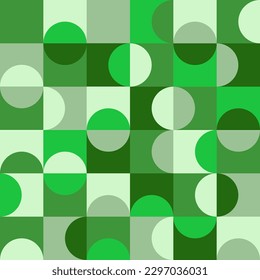 Mid century modern optical half circles seamless pattern in jade green, emerald green , gray and white. For fabric, texture, textile and home decor 