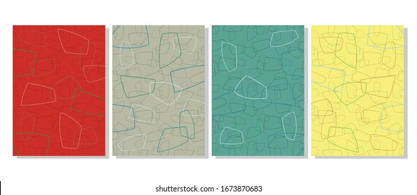 Mid Century Modern Pattern Set, Interior Wallpaper Style Backgrounds,  Vintage Colors and Shapes