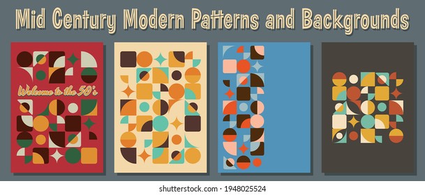 Mid Century Modern Patterns and Backgrounds, 50's Colors and Mosaic