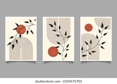 mid century modern poster trendy contemporary modern minimal art, wall art poster design geometric illustration
