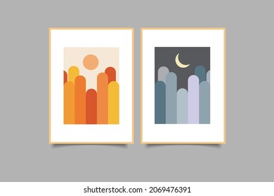 arte mural moderno de afiches de mediados de siglo colección de paisajes abstractos ilustración vectorial eps10