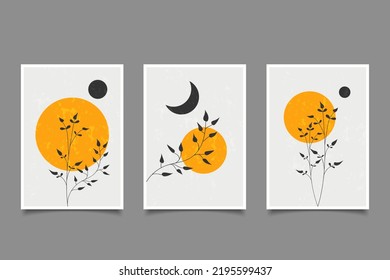 Mid Century Modern Printable Sun And Moon Wall Art Design,home Decoration