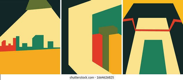 mid century modern retro art vector template set collection 