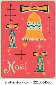 Mid Century Modern Retro Style Christmas Bells Greeting Card
