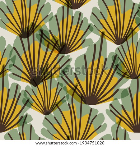 Mid Century Modern seamless abstract leaves pattern. Abstract retro design for fabric, wallpaper, backgrounds and decor.
