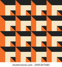 Mid century modern seamless geometric pattern design in block shapes and beautiful colors vector