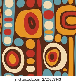 Modelo inconsútil moderno de mediados de siglo con Formas geométricas abstractas y colores retro
