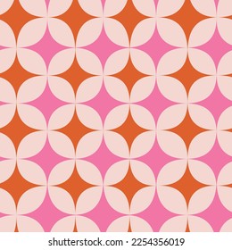 Inauguración moderna de mediados del siglo XX, sin fisuras, en tonos rosa y naranja, con un fondo beige. Para la decoración casera, textil y de tela.