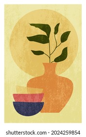 Estilo moderno de mediados de siglo. Diseño retro con textura. Ilustración vectorial para medios sociales, tarjetas, marcas postales, decoración de paredes.