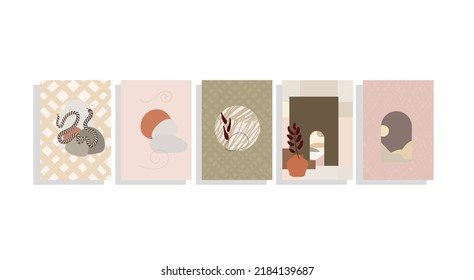 mid century modern template vector set