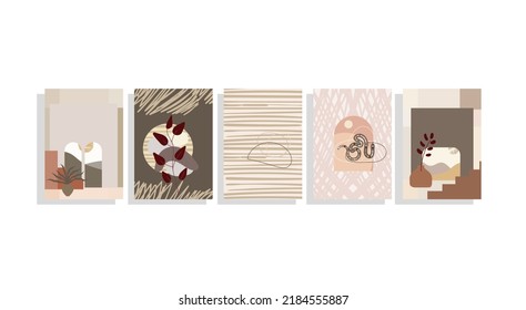 mid century modern template vector set with snake