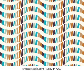 Mid Century Modern Vintage Pattern Background. Wave Stripe Masculine Graphic Design. Seamless Wavy 1960s Style Retro Geometric Wallpaper. Hipster Flat Color. Swatch Tile Repeat Vector EPS 10