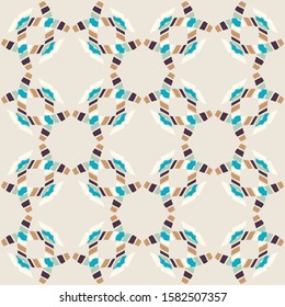 Mid Century Modern Vintage Pattern Background. Patchwork Quilt Masculine Graphic Design. Seamless Mosaic 1960s Style Retro Geometric Wallpaper. Hipster Flat Color. Swatch Tile Repeat Vector EPS 10