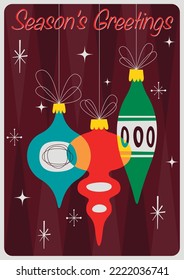 Mid Century Modern Vintage Style Winter Season`s Greeting Card