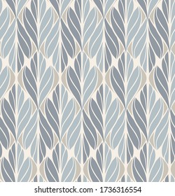 mid century retro abstract foliage vector seamless pattern