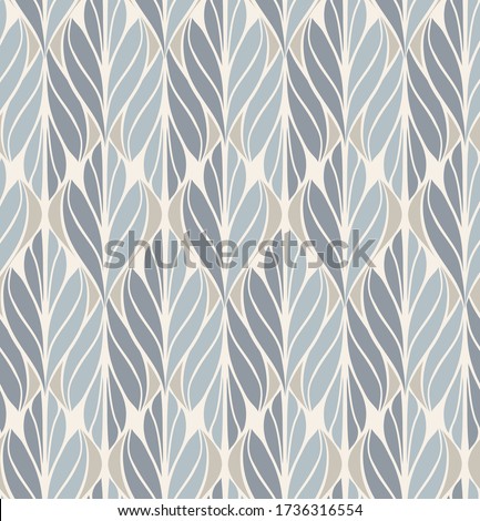 mid century retro abstract foliage vector seamless pattern