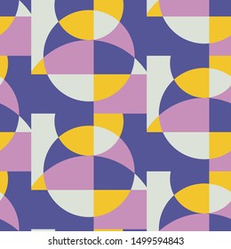 Mid century retro geometric seamless pattern, abstract creative fashion background, 1950s, 70s vector illustration. Colorful poster, cover design, fabric print, textile, wrapping paper, bold texture.