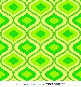 Mid century retro ogee seamless pattern in lime and jade green. For backgrounds, textile, wallpaper and fabric 