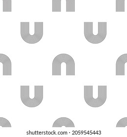 Mid century seamless pattern. Geometric line shapes. Modern minimalism texture. Vector isolated on white