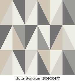 Mid Century, Triángulo, Retro, Patrón Repetido. Gris y pizarra, sin mar, estilo vintage. Hipster, Bauhaus, Suiza, diseño gráfico - Vector