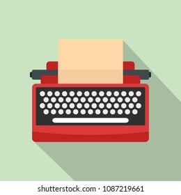 Mid century typewriter icon. Flat illustration of mid century typewriter vector icon for web design