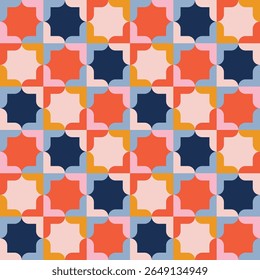 Mid century vibrant colorful geometric seamless pattern design