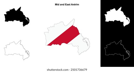 Mid and East Antrim outline map set