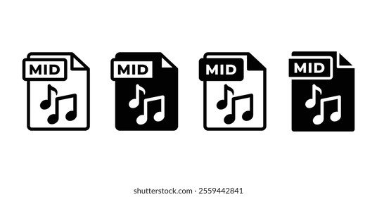 MID file format document type icon vector design black white color simple flat illustration collection isolated