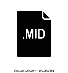 MID file format glyph icon. Linear style sign for mobile concept and web design. Simple solid symbol. Vector illustration isolated on white background. EPS 10.