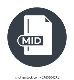 Icono de formato de archivo MID. Icono relleno de la extensión MID.