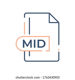 MID File Format Icon. MID extension line icon.