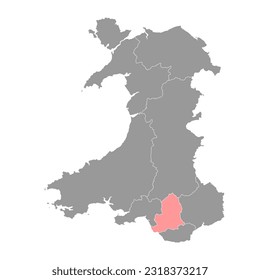 Mid Glamorgan county, Wales. Vector illustration.
