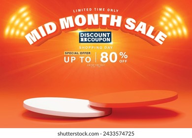 Mid month sale banner template design for web or social media are available for use on online shopping websites or in social media advertising.