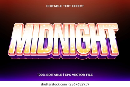 mid night text effect editable video cover and banner text style, 3d typography template