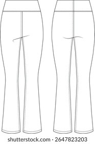 mid rise cintura alta cintura cintura elástica faixa cintura elástica esporte elástico flred calça esporte vestir moldura de calças de moldura desenho técnico esboço plano cad maquete moda mulher design estilo modelo 